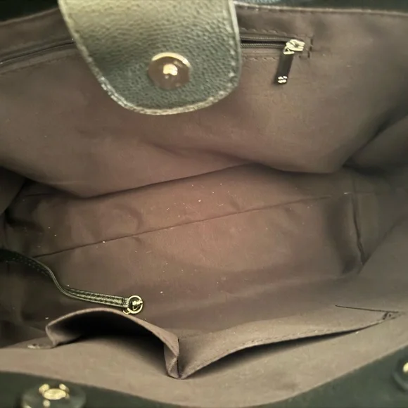 FAUX leather Black Tote with Silver Details - Picture 6 of 10